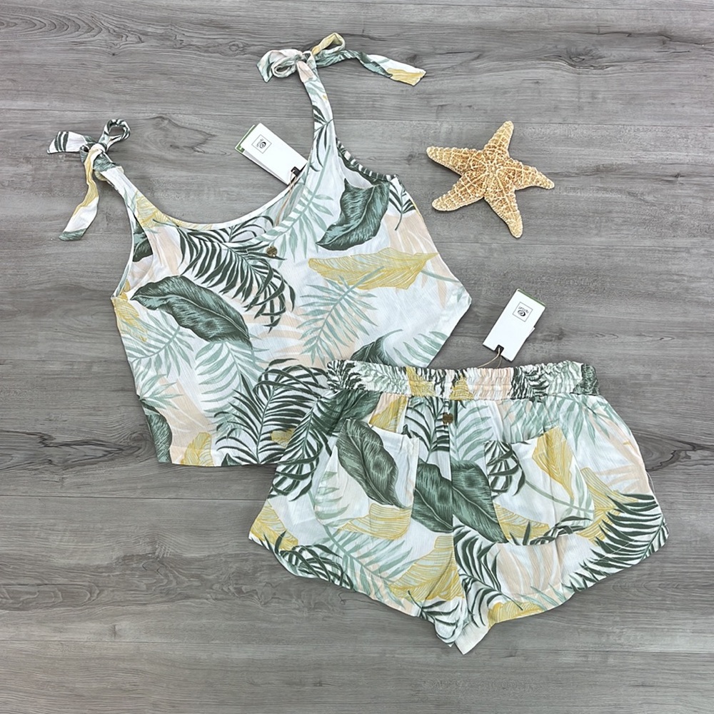 🔆RIP CURL🔆 COASTAL PALMS CAMI COASTAL PALM SHORT SET - Picture 13 of 15